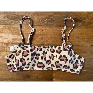 Aerie Medium scoop bikini top NWT cheetah/leopard animal print tan UPF 50